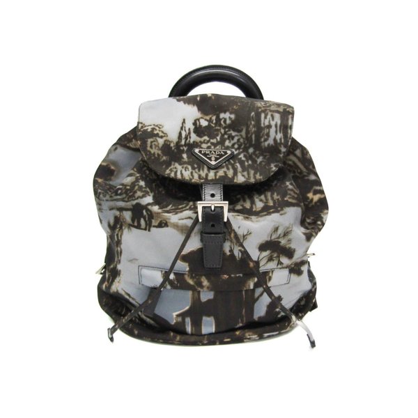Re-nylon and saffiano leather backpack - View 1
