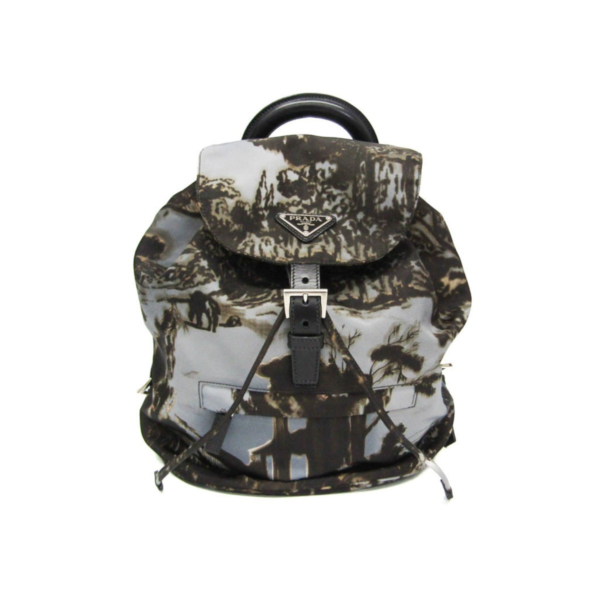 Re-nylon and saffiano leather backpack - Main view