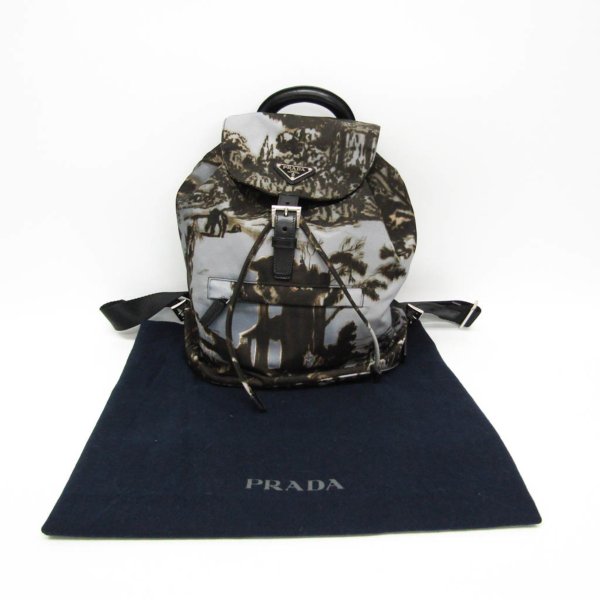 Re-nylon and saffiano leather backpack - View 2